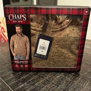 Brand New Chaps Men's Tan Zip-Up Sweater